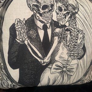 Cynthia Rowley Curious Halloween Bride Groom Skeleton Pillow Gothic Couple HTF